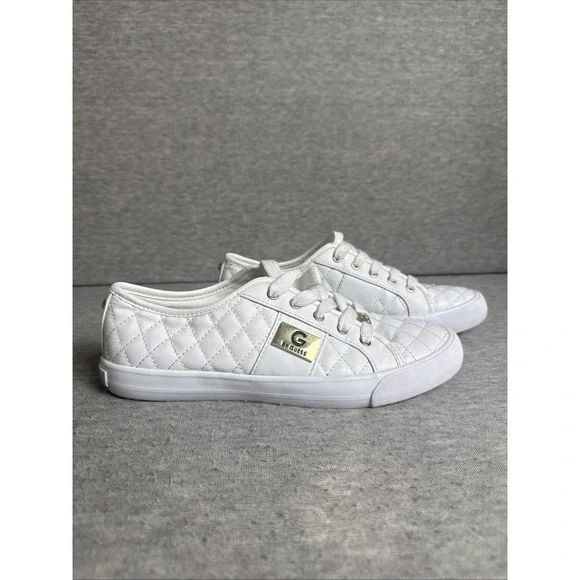 G By Guess GGoadie2-M Womens White Quilted Designer Sneakers Size 8.5M - Picture 1 of 11